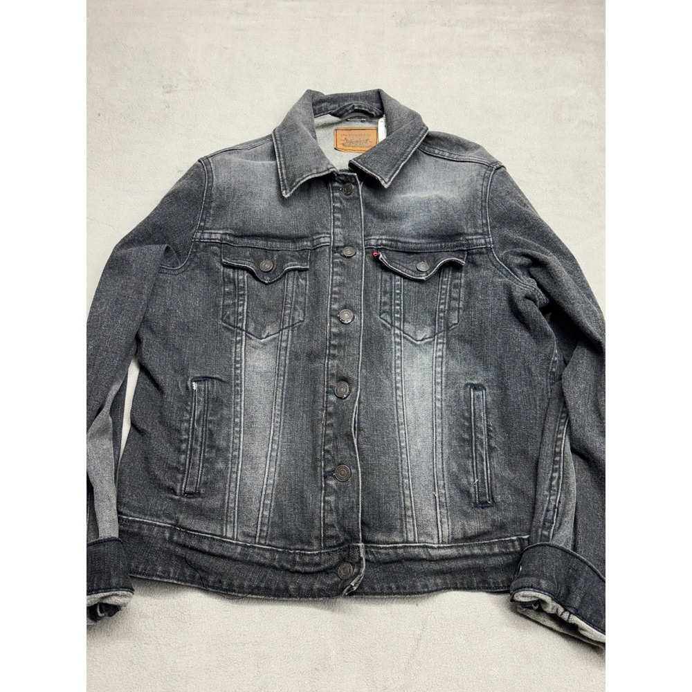 VTG Levis Womens Grey Faded Denim Trucker Jacket XL Cotton Blend 77404-1106